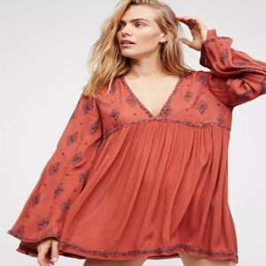 Free People Diamond Embroidered Long Sleeve Tunic Size Small